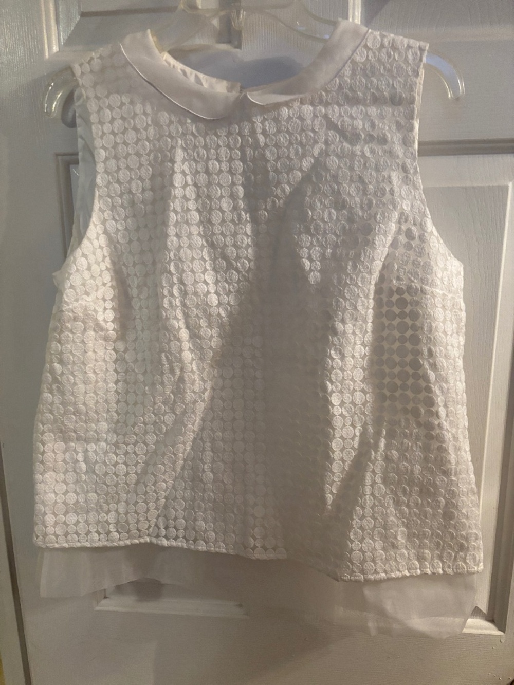 Brooks Brothers White Sleeveless Lace Collared Top Size 14P